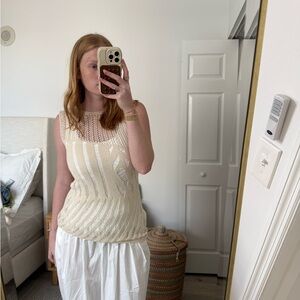 Zara Cream Ribbed Sleeveless Tank Top